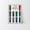 Support 10 voitures LEGO Speed Champions 2024, finition aluminium noir brossé et affiche design C.
