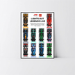 Présentoir 10 voitures LEGO F1 en PVC Forex noir haute densité et affiche design C.